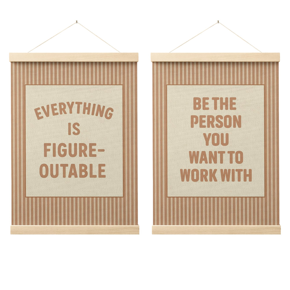 FGFK Everything Is Figureoutable Positive Affirmations Wall Art Poster Hanger Frame, Retro Pink and Green Inspirational Canvas Prints Framed Wall Decor for Office Classroom Home Bedroom, 12x16 Inch
