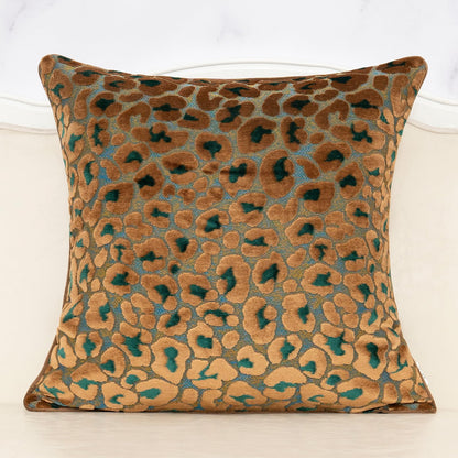 Alerfa Green Brown Floral Throw Pillow Cover 20 x 20 Inch Cut Velvet Sqaure Luxury Decorative Pillow Cover for Couch Living Room Bedroom