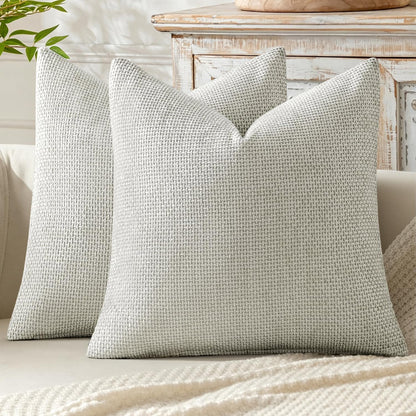 MIULEE Decorative Couch Throw Pillow Covers 18x18 Inch Neutral Beige 2 Pack