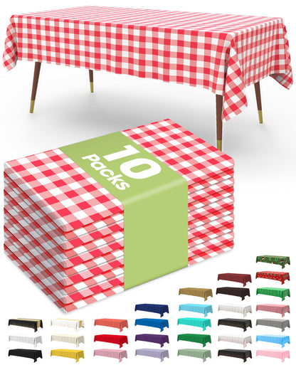 Pureegg Plastic Table Cloth Disposable 54x108 Inch 10 Pack, White
