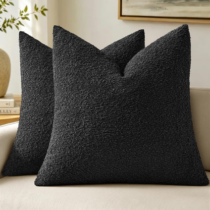 MIULEE 20x20 Decorative Boucle Couch Pillow Covers Brown