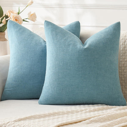 MIULEE Olive Green Chenille Couch Throw Pillow Covers, 18x18