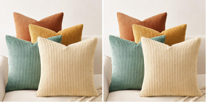 Topfinel Decorative Throw Pillow Covers Cushion Cases, Set of 4 Soft Velvet Modern Double-Sided Designs, Mix and Match for Boho Farmhouse Fall Home Decor (18x18 inch, Orange/Teal)