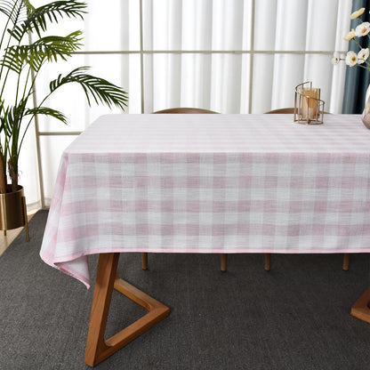 Gingham Tablecloth Rectangle Table Cloth Heavy Duty Cotton Checkered Table Cover for Spring Picnic Kitchen Dining(C-Beige, 52x70 inch)