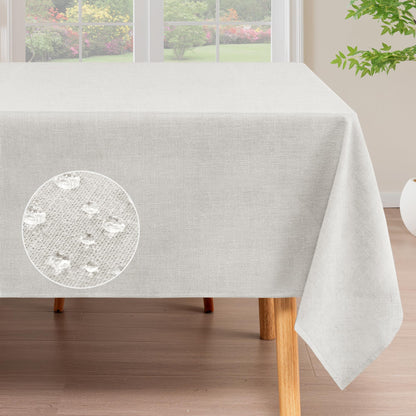 H.VERSAILTEX Linen Textured Table Cloths 60 x 120 Inch Premium Solid Tablecloth Spill-Proof Waterproof Table Cover for Dining Buffet Feature Extra Soft and Thick Fabric Wrinkle Free, Taupe