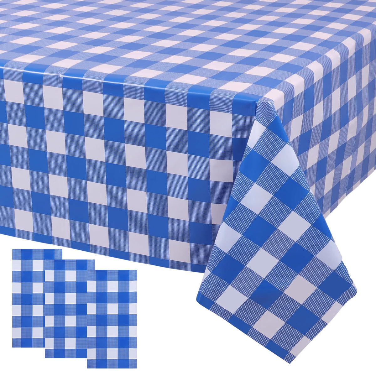 3 Packs Pink Gingham Tablecloth 54 x 108 Inches Pink and White Checkered Disposable Plastic Waterproof Picnic Table Cover for Camping and Birthday Party Supplies