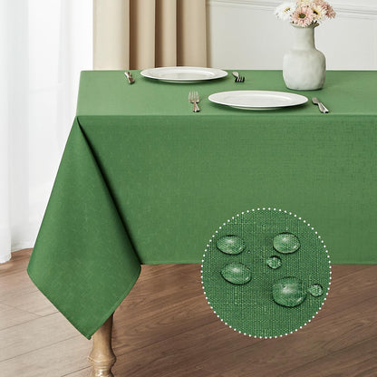 Veblandy Rectangle Tablecloth Waterproof Linen Textured Table Cloth Stain and Wrinkle Resistant Washable, Decorative Fabric Table Cover for Dining, Party and Camping (Sage Green, 52 * 70)