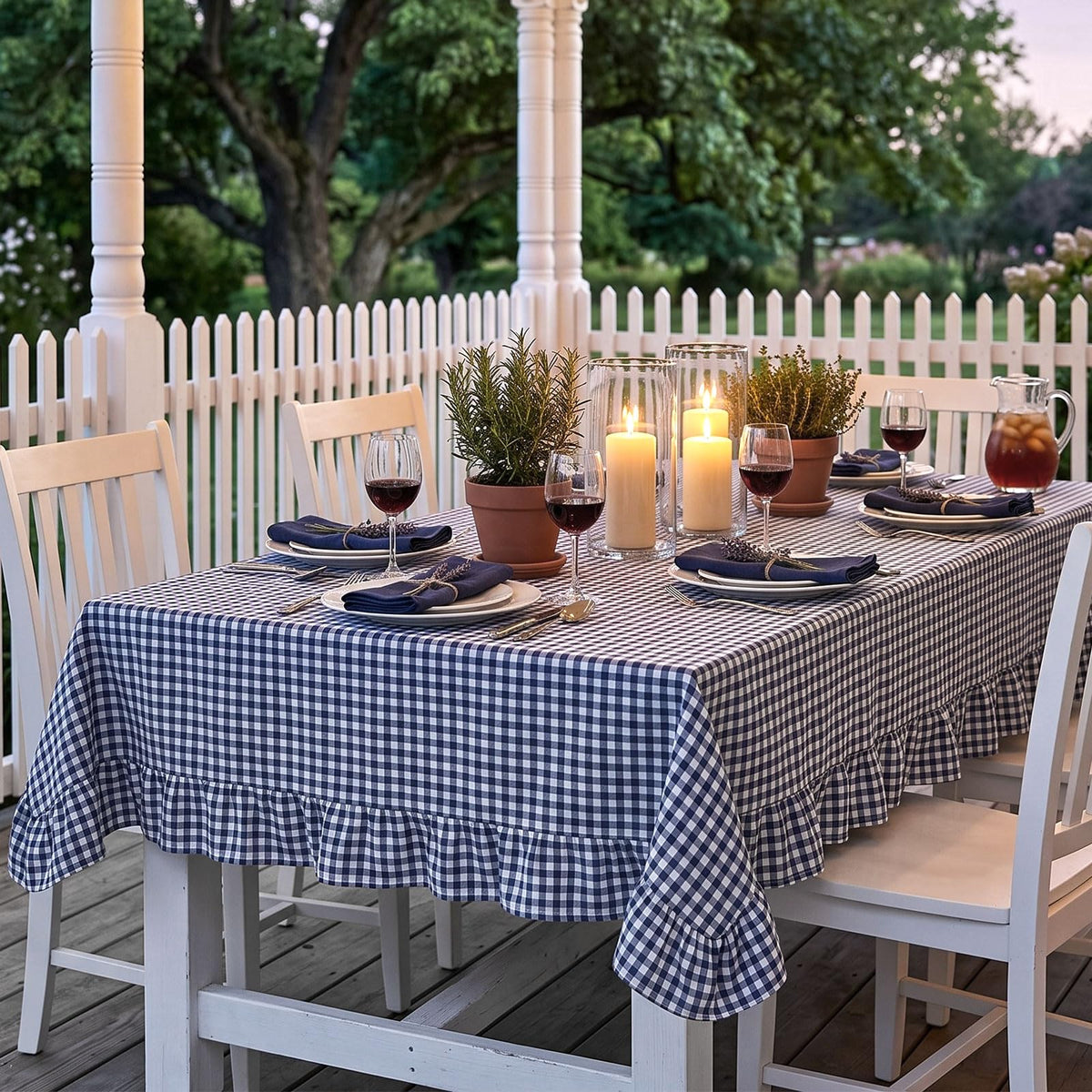 Mindsoft Light Pink Gingham Ruffled Tablecloth, 52 x 70 Inches, Rectangle