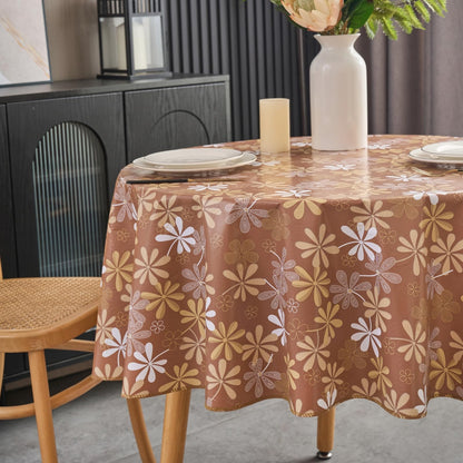 Pioggia Vinyl Tablecloth with Flannel Backed Rectangle Waterproof Oil-Proof PVC Table Cloth Wipeable Spill-Proof Plastic Table Cover for Indoor and Outdoor