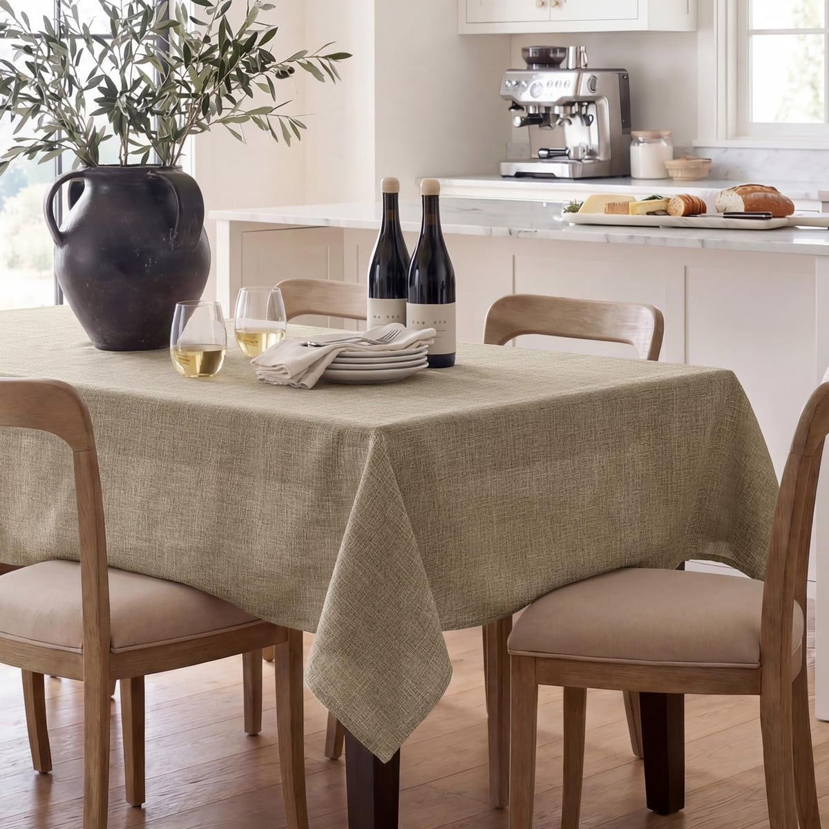 NOVILYS Rust Fall Rectangle Tablecloth with Linen Textured, 60 x 84 Inch