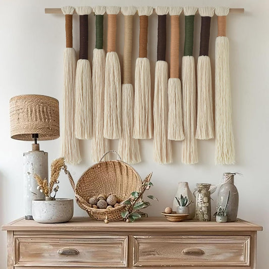 Jakalin Macrame Wall Hanging Handmade Yarn Fiber Art Boho Decor 27"Wx 22"L