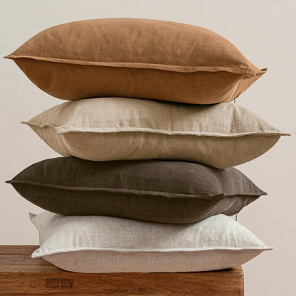 MIULEE Neutral Brown Boho Linen Pillow Covers 18x18 Inch Pack of 4