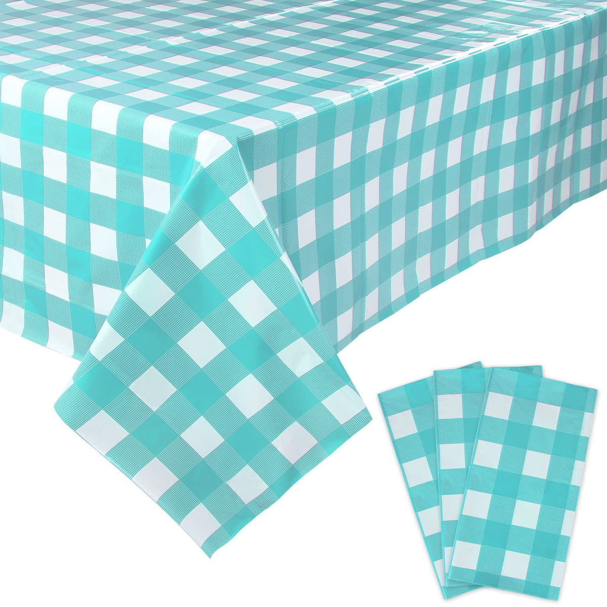 Kesfey 3 Packs Pink Gingham Tablecloth Pink and White Checkered Tablecloths 54 x 108 Inches Disposable Plastic Gingham Tablecovers Waterproof Rectangle Picnic Table Covers for Birthday Party Supplies