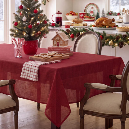NOVILYS Rust Fall Rectangle Tablecloth with Linen Textured, 60 x 84 Inch