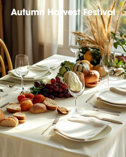 Pureegg Plastic Table Cloth Disposable 54x108 Inch 10 Pack, Beige