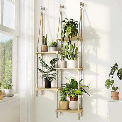 Bamworld Hanging Shelves Plant Hanger Indoor Window Plant Shelves