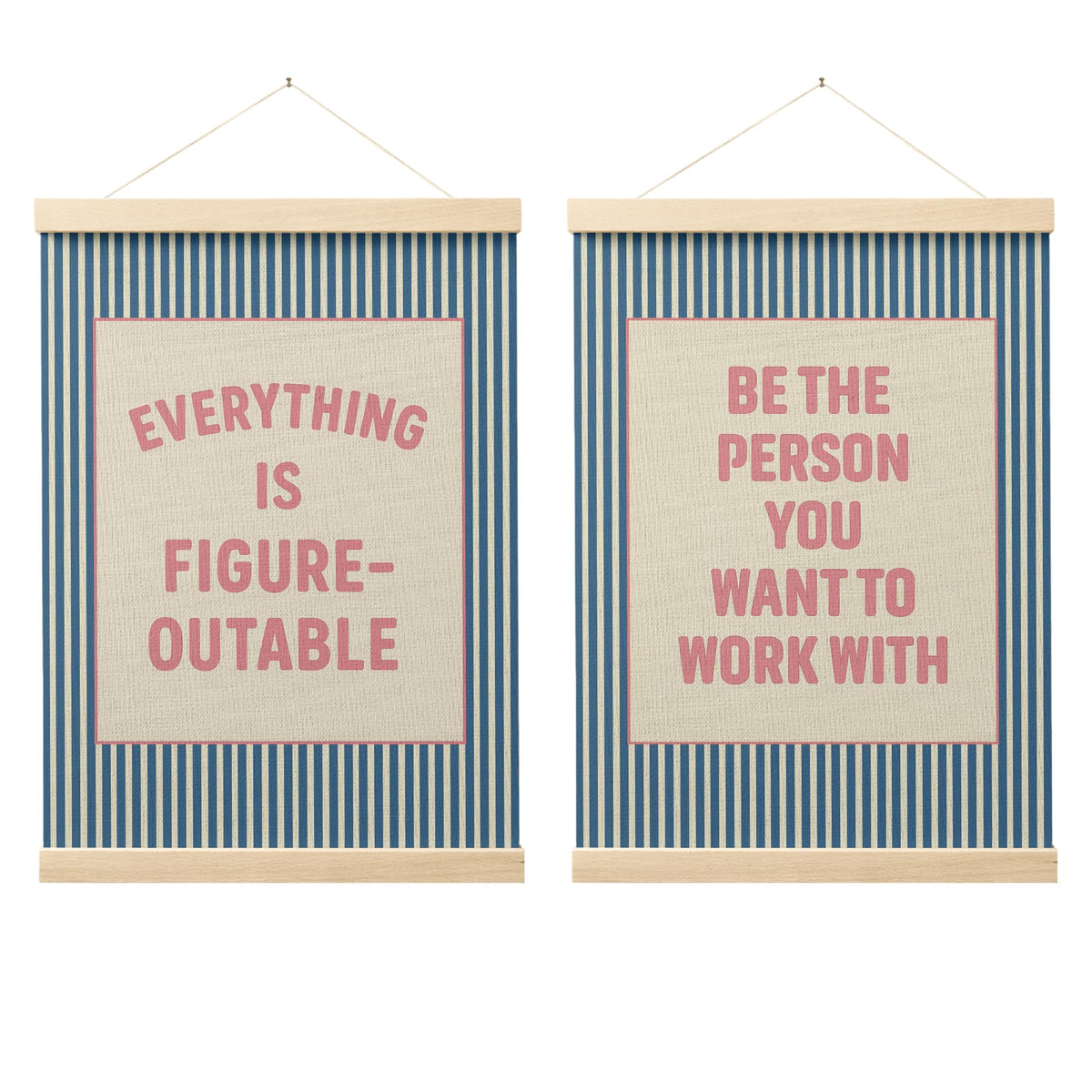 FGFK Everything Is Figureoutable Positive Affirmations Wall Art Poster Hanger Frame, Retro Pink and Green Inspirational Canvas Prints Framed Wall Decor for Office Classroom Home Bedroom, 12x16 Inch
