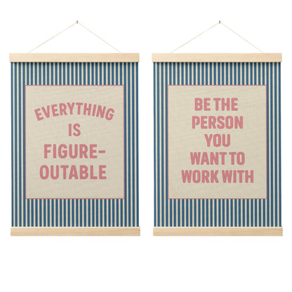 FGFK Everything Is Figureoutable Positive Affirmations Wall Art Poster Hanger Frame, Retro Pink and Green Inspirational Canvas Prints Framed Wall Decor for Office Classroom Home Bedroom, 12x16 Inch