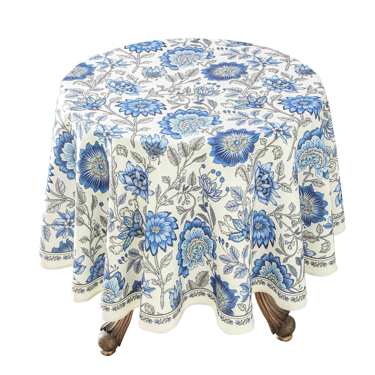 ISAENNE Designer French Linen Rectangular Tablecloth,118"x67"-Cornucopia