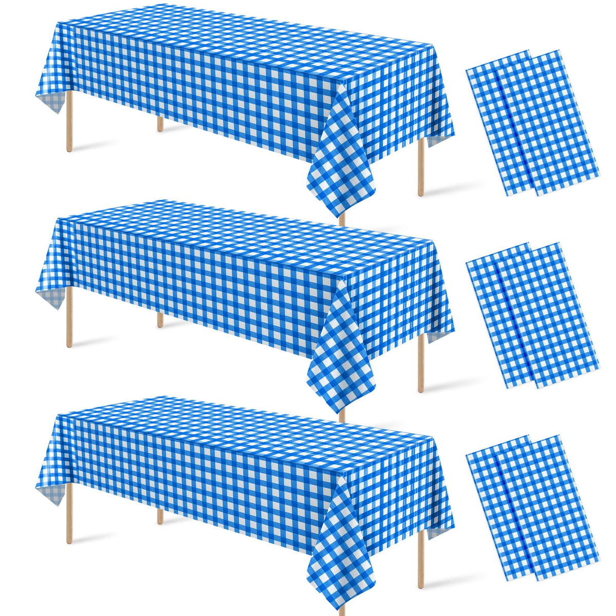 3 Pcs Sage Green Gingham Tablecloths, Checkered Table Covers 54 x 108 Inch
