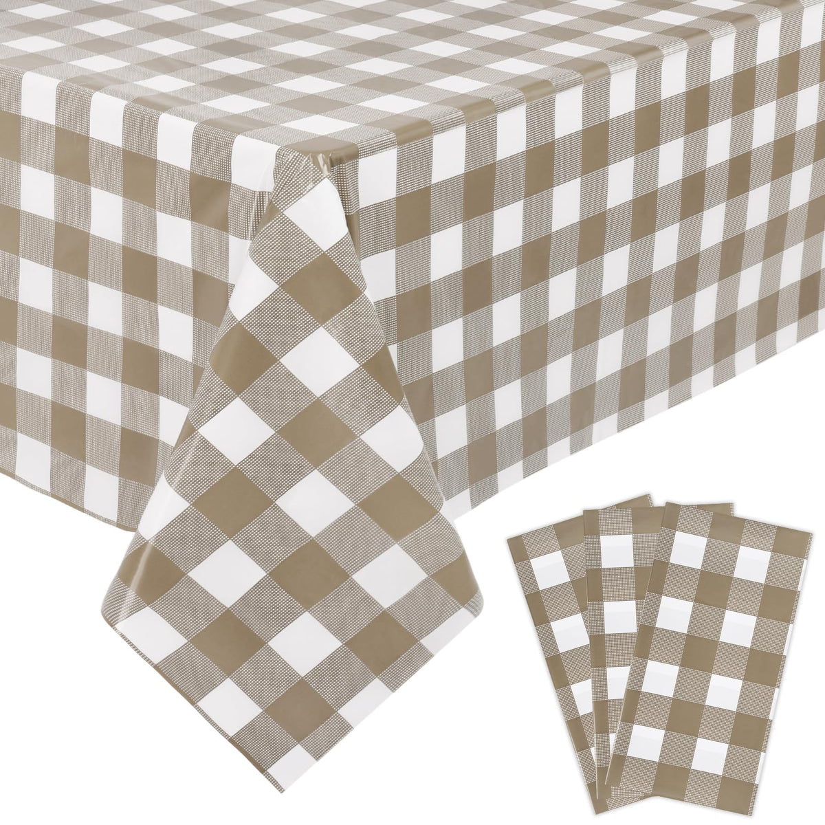 Kesfey 3 Packs Pink Gingham Tablecloth Pink and White Checkered Tablecloths 54 x 108 Inches Disposable Plastic Gingham Tablecovers Waterproof Rectangle Picnic Table Covers for Birthday Party Supplies