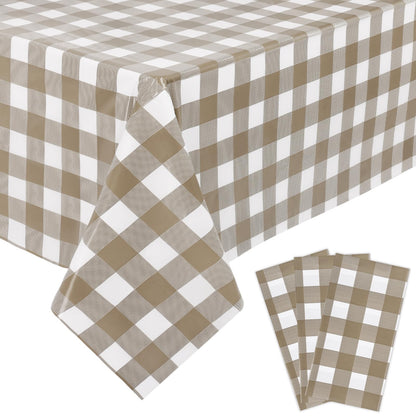 Kesfey 3 Packs Pink Gingham Tablecloth Pink and White Checkered Tablecloths 54 x 108 Inches Disposable Plastic Gingham Tablecovers Waterproof Rectangle Picnic Table Covers for Birthday Party Supplies