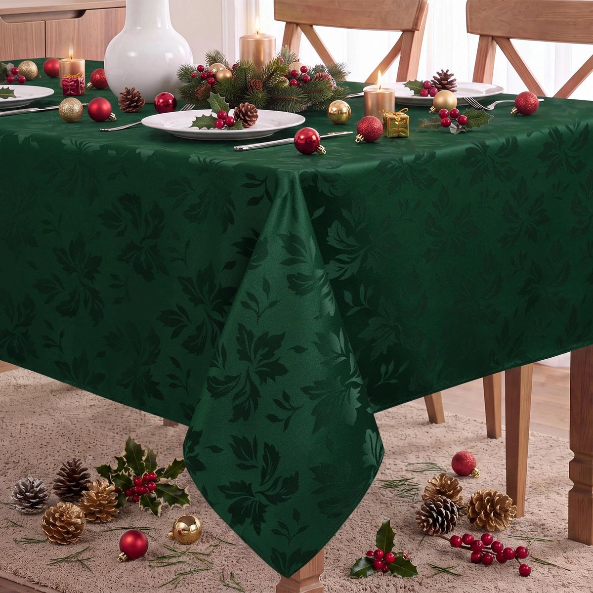Romanstile Fall Jacquard Rectangle Tablecloth, Thanksgiving Dining Decor