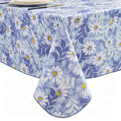 Pioggia Vinyl Tablecloth with Flannel Backed Rectangle Waterproof Oil-Proof PVC Table Cloth Wipeable Spill-Proof Plastic Table Cover for Indoor and Outdoor