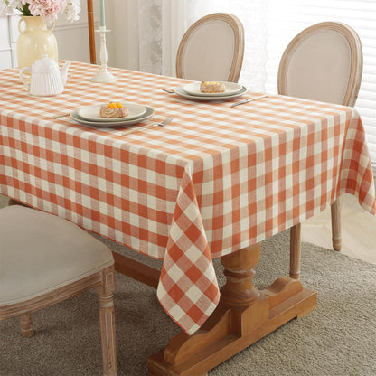 Laolitou Spring Pink Gingham Table Cloth Rectangle Tables Buffalo Plaid Checkered Tablecloth Cotton Linen Farmhouse Tablecloths Washable Wrinkle Free for Picnic Kitchen, 60"x75" 4-6 Seats