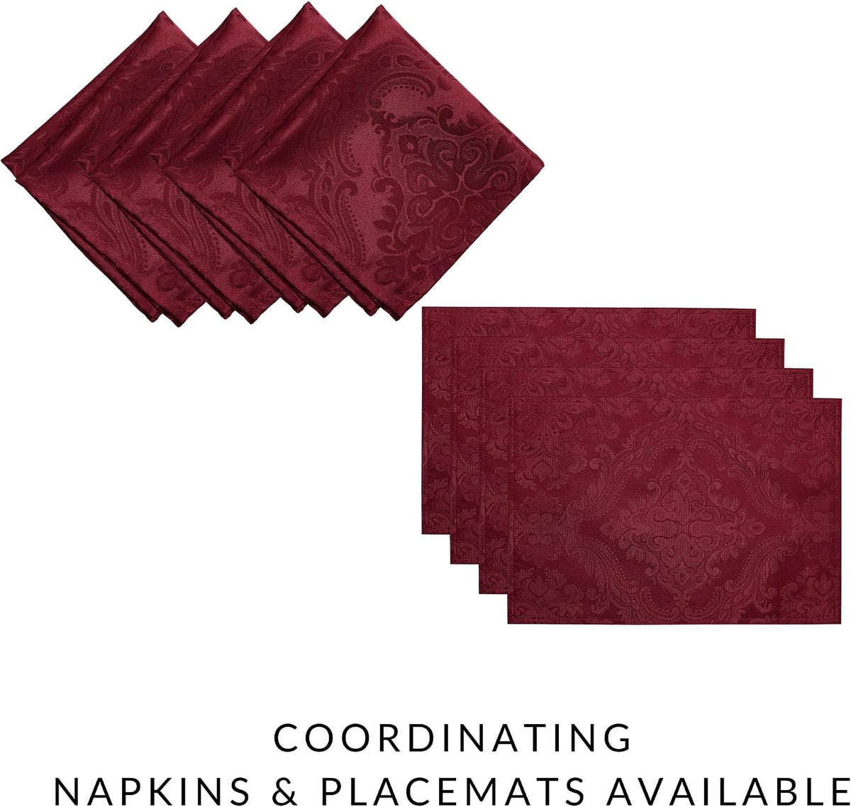 Caiden Elegance Damask Tablecloth, Cranberry - 60" W x 120" L