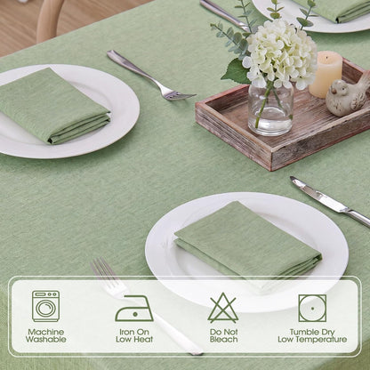 Veblandy Rectangle Tablecloth Waterproof Linen Textured Table Cloth Stain and Wrinkle Resistant Washable, Decorative Fabric Table Cover for Dining, Party and Camping (Sage Green, 52 * 70)