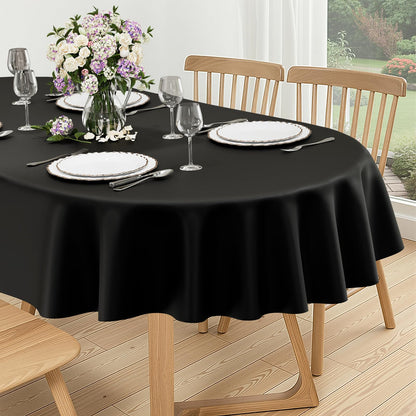 homing Rectangle Black Vinyl Waterproof Tablecloth with Flannel Backed