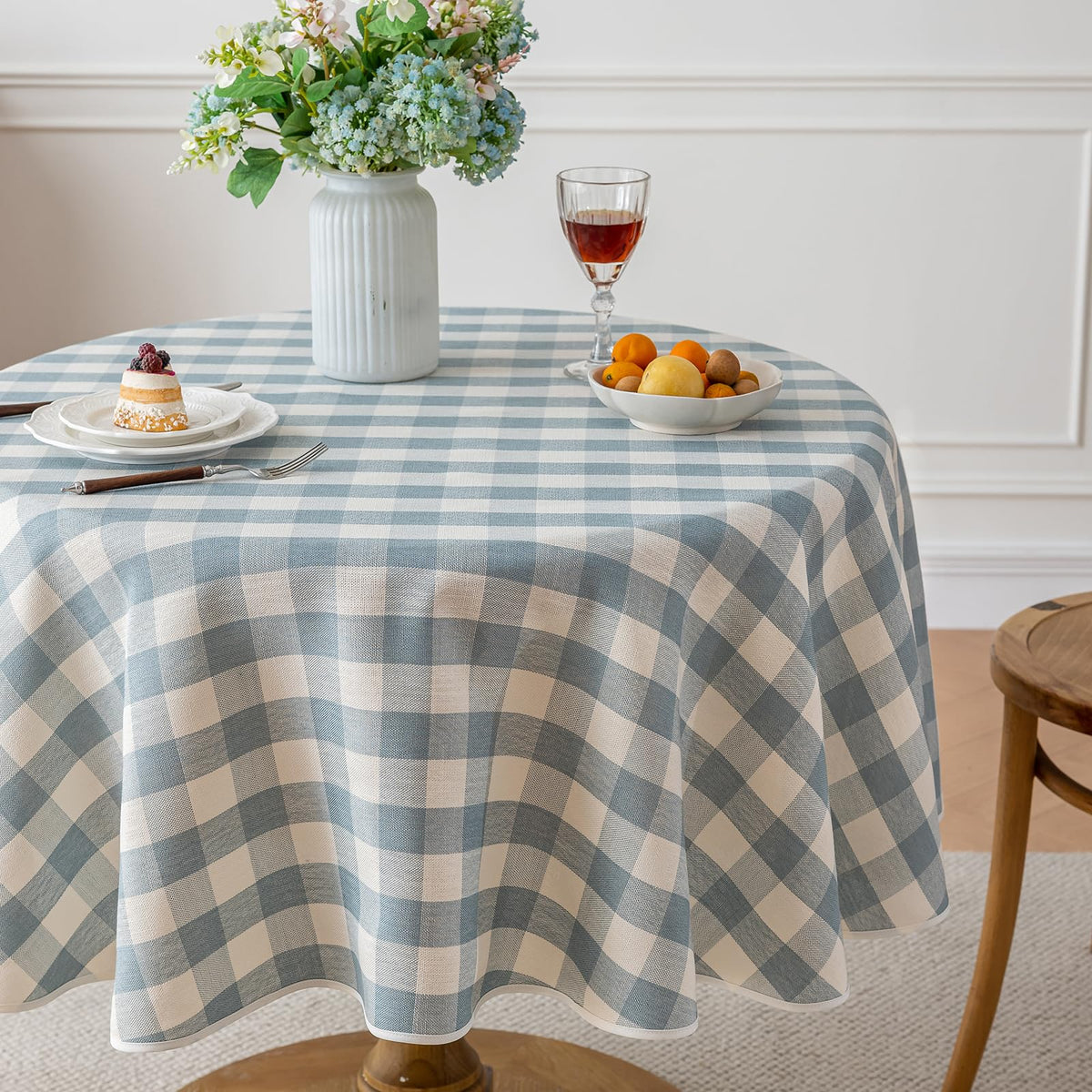 Alsoo Checkered Tablecloth Rectangle Gingham Table Cloth Washable Cotton Linen Fall Thanksgiving Buffalo Plaid Table Cover for Picnic Kitchen Dining Room, Orange and White, 60 * 75 inch