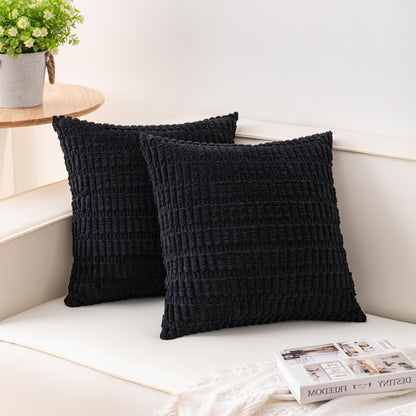 Pack of 2 Corduroy Decorative Throw Pillow Covers 18x18 Inch, Cream White