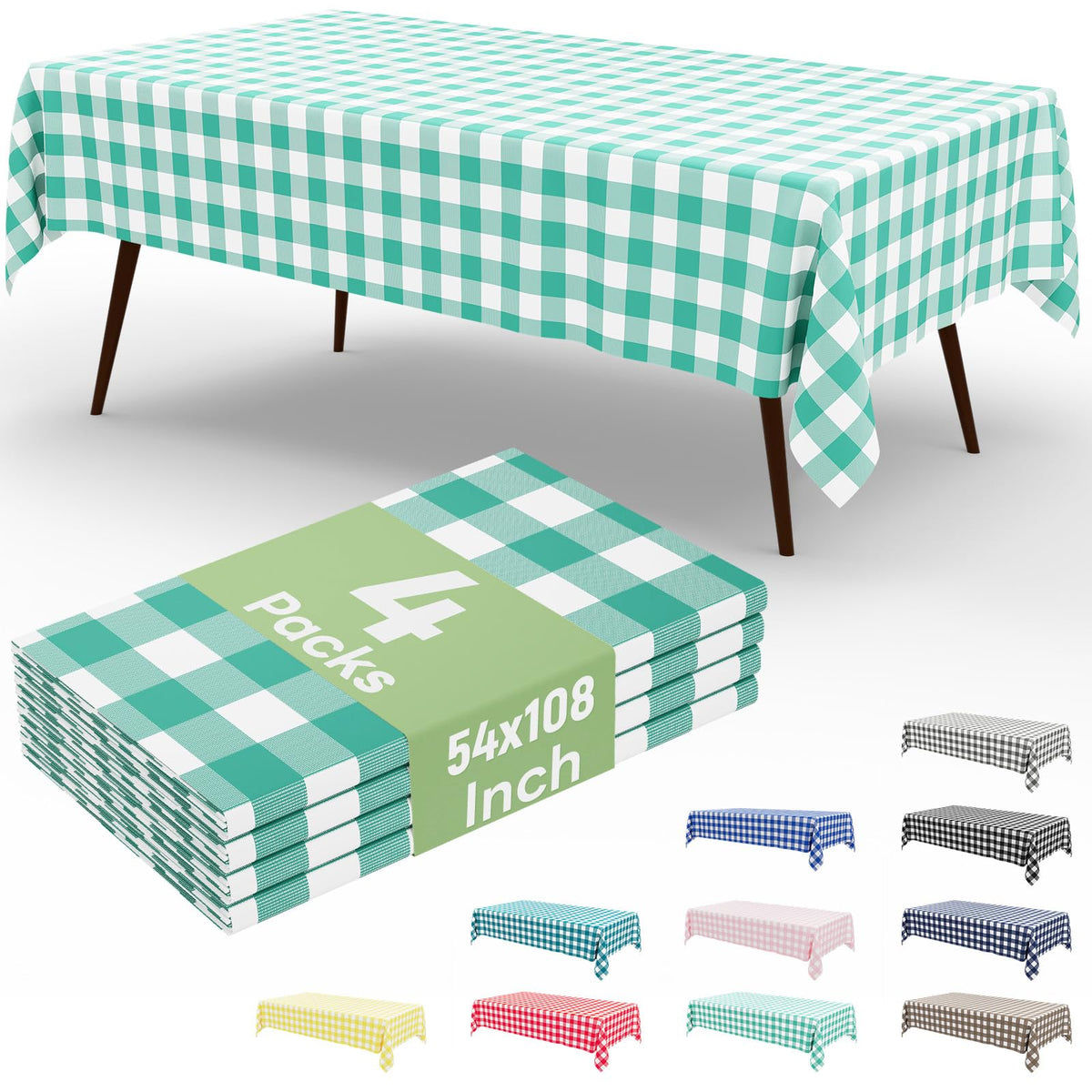 misaya 4 Packs Buffalo Disposable Table Cloth, 54 x 108 Inch Waterproof Plastic Tablecloth, Rectangle Red and White Checkered Table Covers for Picnic, Birthday, Party, Back to School
