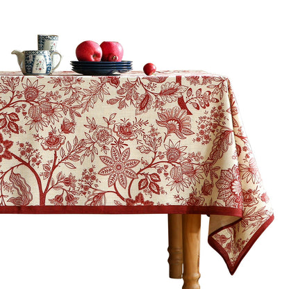 ISAENNE Designer French Linen Rectangular Tablecloth,118"x67"-Cornucopia