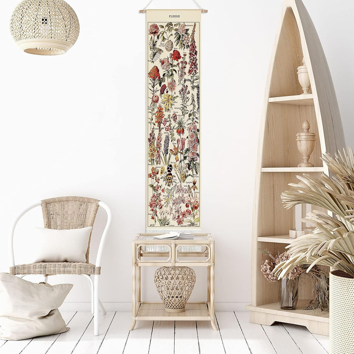 Tegeme Vintage Tapestry 52'' x 13'' Long Vertical Wall Hanging (Flower)