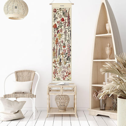 Tegeme Vintage Tapestry 52'' x 13'' Long Vertical Wall Hanging (Flower)