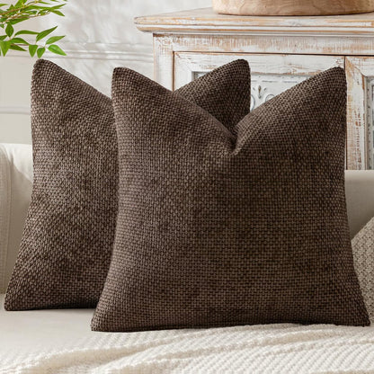 MIULEE Decorative Couch Throw Pillow Covers 18x18 Inch Neutral Beige 2 Pack