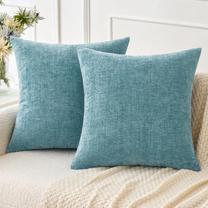 MIULEE Soft Chenille Fall Throw Pillow Covers Burnt Orange 18x18 Pack of 2