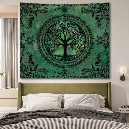 Green Boho Tapestry for Bedroom, Large Hippie Tree of Life Wall Tapestries