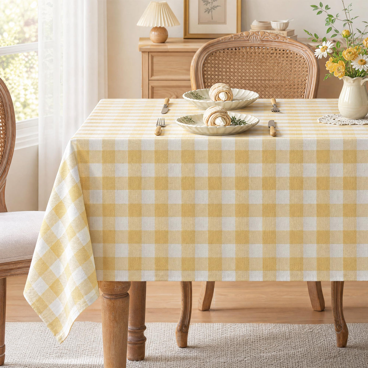 Gingham Tablecloth Rectangle Table, Cotton Linen Style Picnic Checkered Table Cloth Farmhouse Washable Wrinkle Free Buffalo Plaid Table Cover for Outdoor Birthday Party, Pink, 60x75