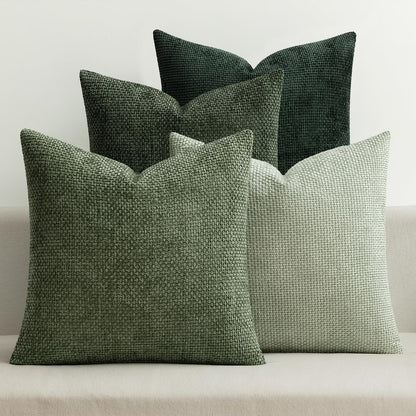 MIULEE Soft Decorative Chenille Pillow Covers Neutral 18x18 Pack of 4
