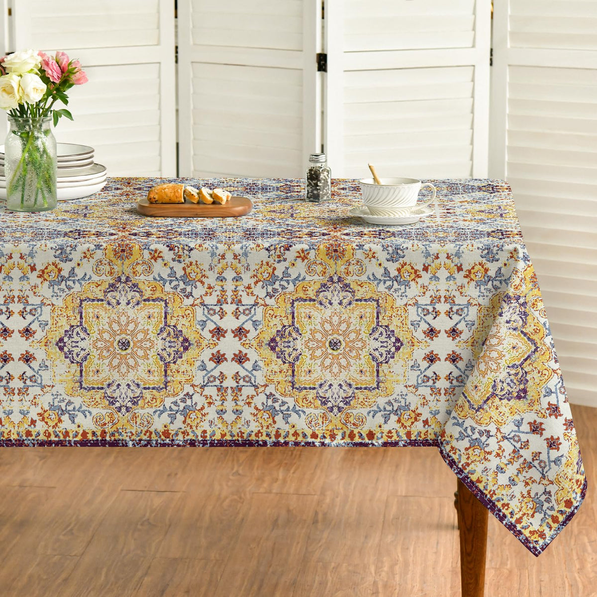 Horaldaily Boho Bohemia Style Tablecloth, 60x84 Inch Rectangular
