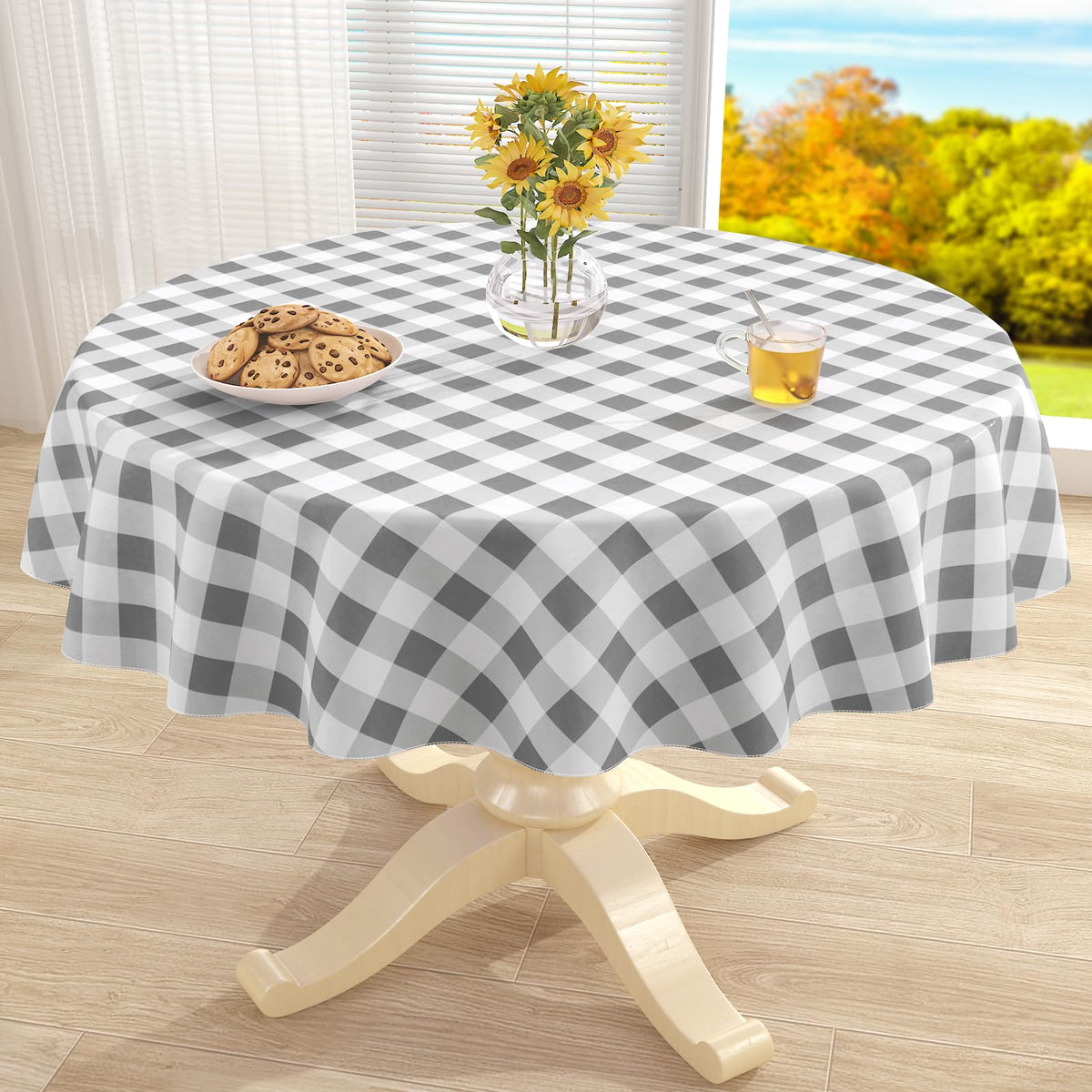 misaya Rectangular Waterproof Vinyl Table Cloth, Flannel Backed Tablecloth