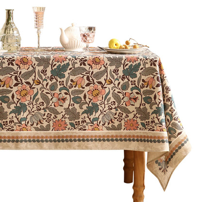 ISAENNE Designer French Linen Rectangular Tablecloth,118"x67"-Cornucopia