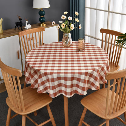 Gingham Tablecloth Rectangle Table Cloth Heavy Duty Cotton Checkered Table Cover for Spring Picnic Kitchen Dining(C-Beige, 52x70 inch)