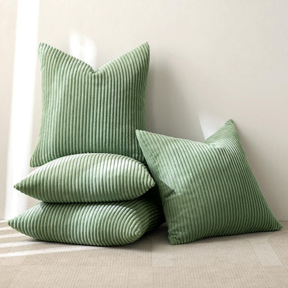 MIULEE Soft Corduroy Decorative Throw Pillow Covers Forest Green 18x18