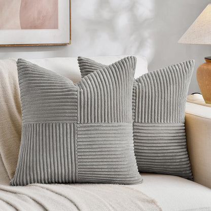 Fancy Homi 2 Packs Rust Boho Decorative Throw Pillow Covers 18x18 Inch for Couch Bed Sofa, Farmhouse Fall Home Decor, Soft Corss Corduroy Patchwork Textured Terracotta Accent Cushion Case 45x45 cm
