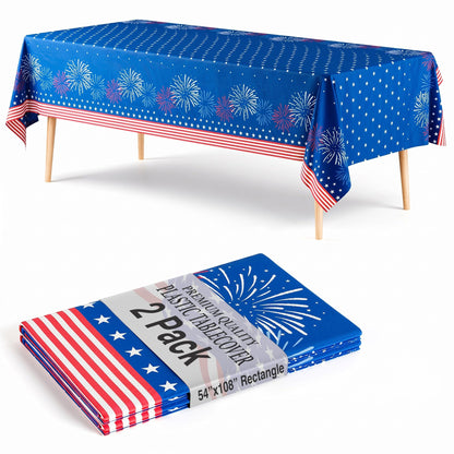 Trendables 2 Pack Disposable Summer Tablecloth 54 x 108 Inch – Waterproof Plastic Table Covers, Rectangular, Durable & Spill-Proof for Parties, BBQ, Picnic, Outdoor & Indoor Use